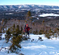 Snowshoeing on mountain tops.