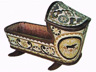 1868 quill work cradle by Mi’kmaq artisan